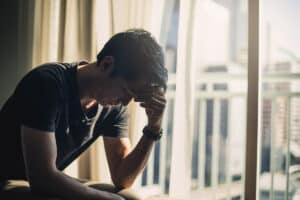 Male experiencing signs of opioid withdrawal